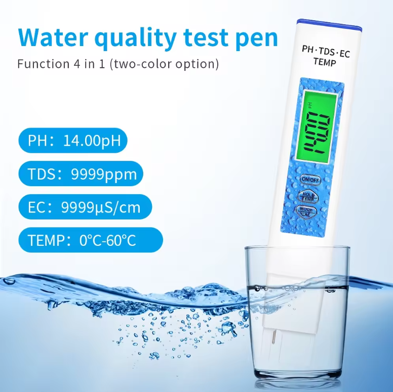 Тестер за Качество на Водата 4 в 1 – PH, TDS, EC, Температура с Прецизен LCD Дисплей