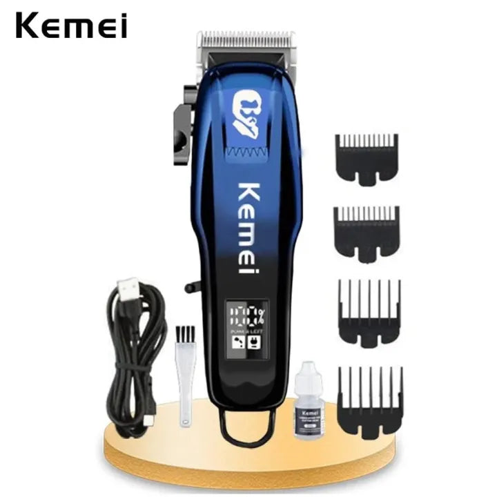 Машинка За Подстригване Kemei KM-709A С LCD Дисплей и 4 Приставки