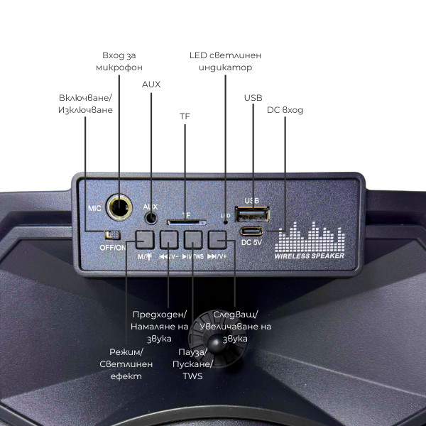 Безжична Тонколона BT-8107 с Микрофон