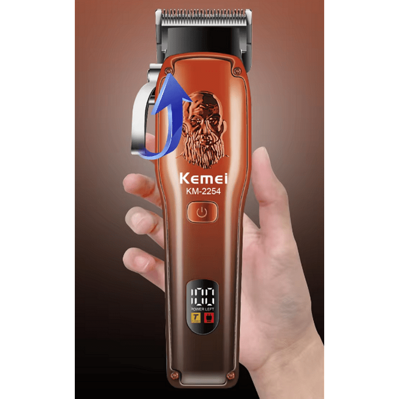Професионална машинка за подстригване Kemei KM-2254, 5W, 4 приставки, LED дисплей