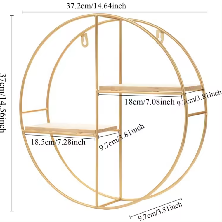 Скандинавска етажерка за стена - златна