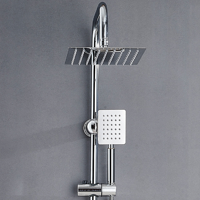 Модерен душ комплект с тръбно окачване, квадратна пита и смесител