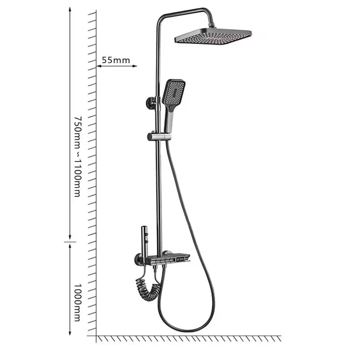 Комплект Кран за Душ AOVO с Дигитален Дисплей и Мултифункционални Режими