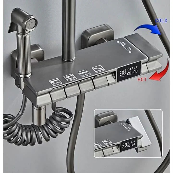 Комплект Кран за Душ AOVO с Дигитален Дисплей и Мултифункционални Режими