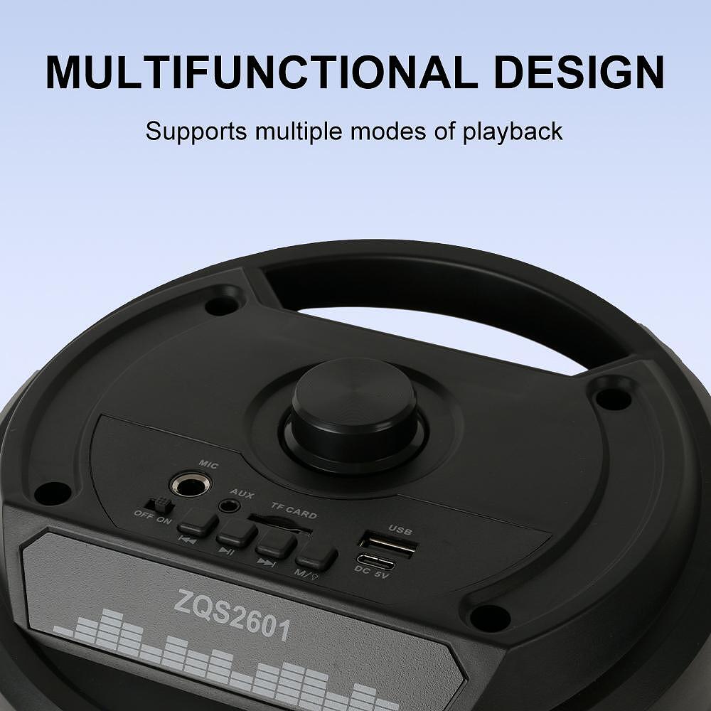 Безжична Тонколона ZQS2601 2x6,5" С Микрофон – Мощен Звук И LED Светлини За Караоке И Партита