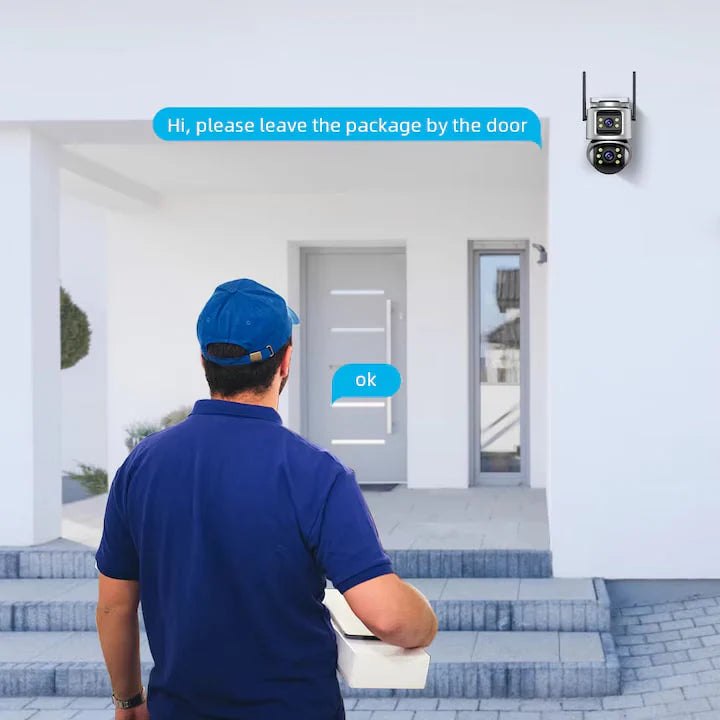 Двойна Външна WiFi Камера A32 с Два Екрана 4MP+4MP, ICSee, Тъмно Сива