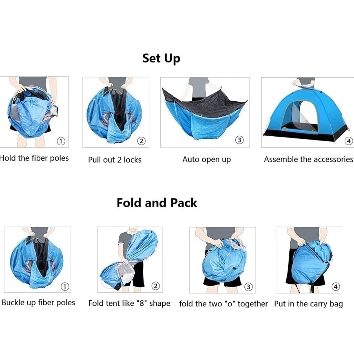 Къмпинг Pop Up Палатка 2x2м – Бързо Разпъване За Секунди