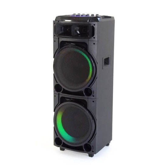 „Караоке Тонколона KTS-1707 – 220W, Двоен Бас, LED Светлини И Микрофони“