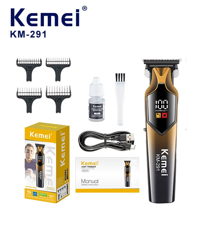 Kemei KM 291 Машинка За Подстригване С LCD Дисплей И 4 Приставки