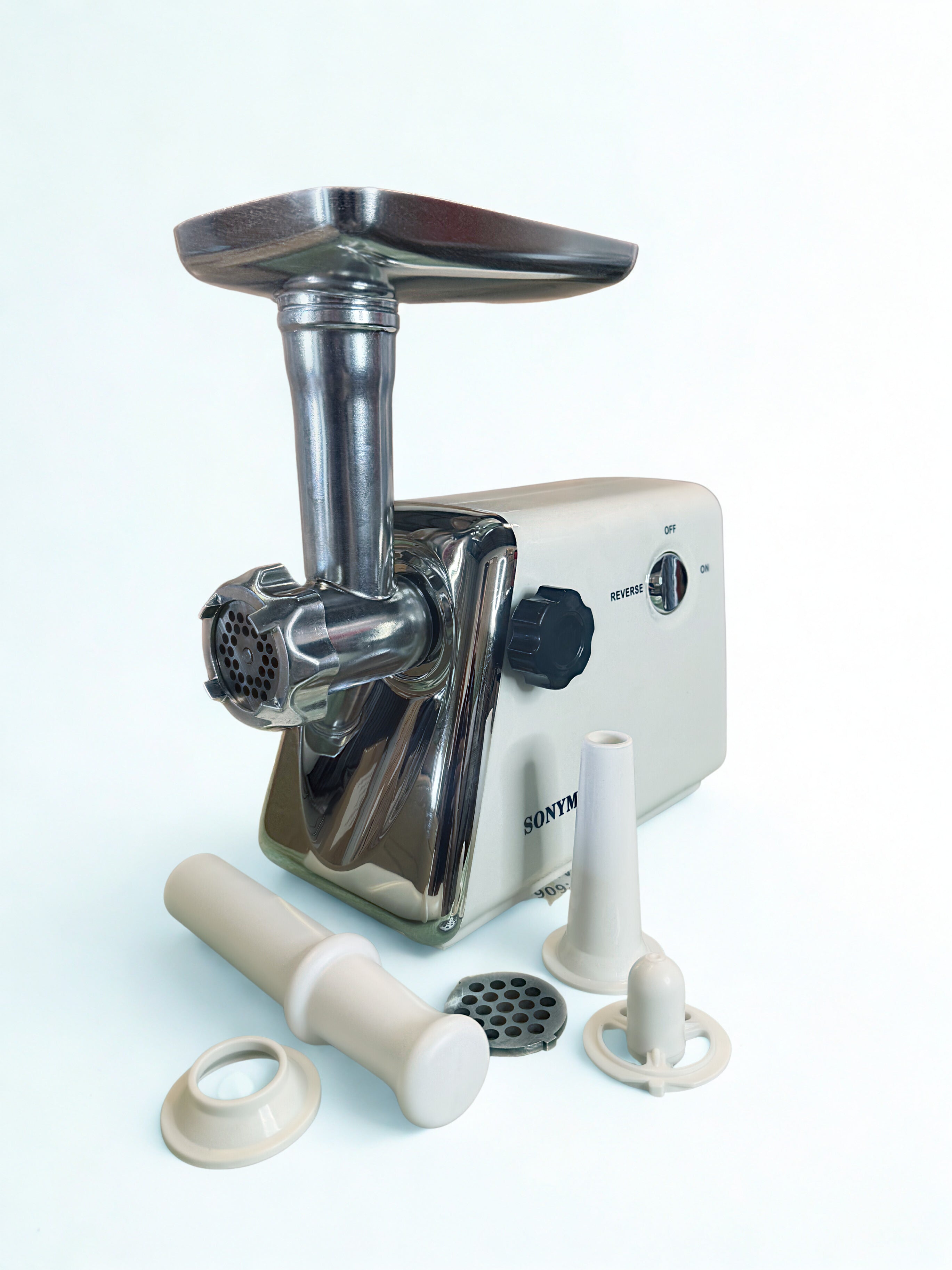 „Месомелачка Sonymax SN 4001 – 2200W С Приставки За Колбаси и Функция Reverse“