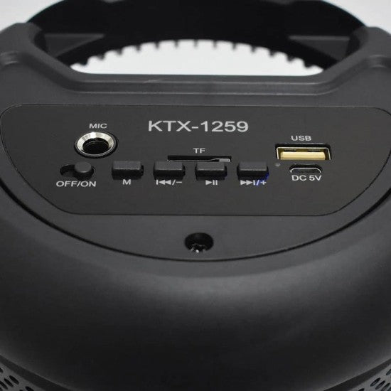 „Преносима Bluetooth Тонколона KTX-1259 – 300W, Микрофон, LED Светлини И До 7 Часа Батерия“
