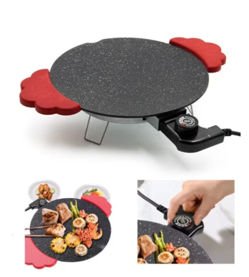 Преносима Електрическа Настолна Скара 800 W – Незалепващо Покритие и Топлоустойчиви Дръжки