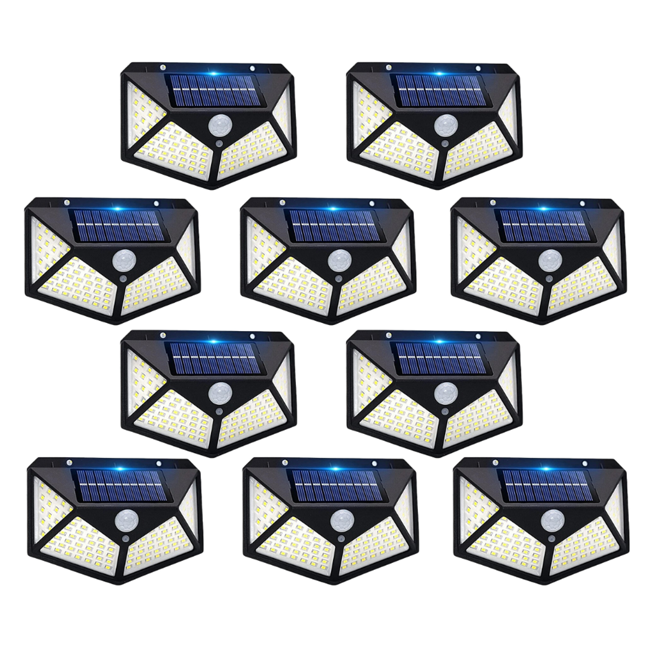 10бр. Соларна Лампа Jortan Със Сензор За Движение И 100 LED За Двор и Градина | ЦЕНА