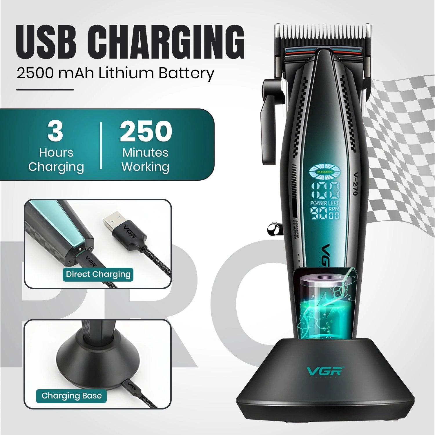 Професионален Комплект за Подстригване VGR – Машинка V-270 + Тример V-992