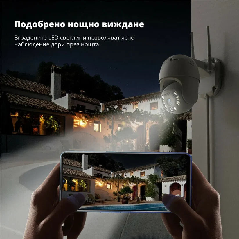 IP Въртяща Безжична Камера Privine 5MPX с 4+4 LED и SD карта 64GB iCSee