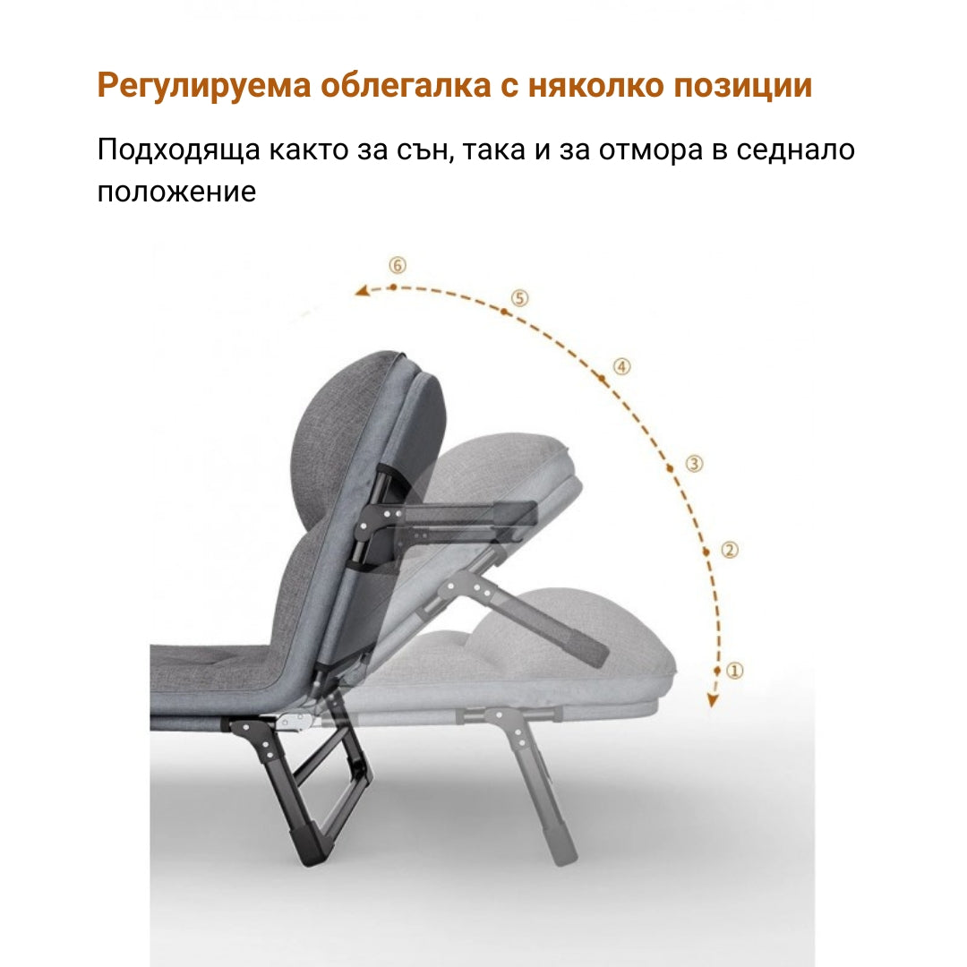 Сгъваемо походно легло тип шезлонг - 190x66 см - Smartko.store