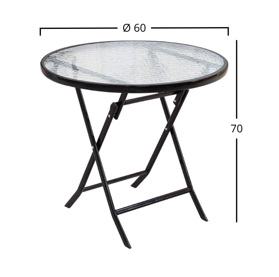 Сгъваем Комплект за Балкон – Маса с Темперирано Стъкло + 2 Стола