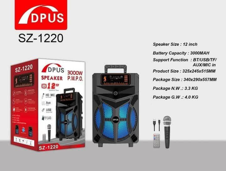 Безжична Тонколона DPUS SZ-1220 с Безжичен Микрофон – 12"