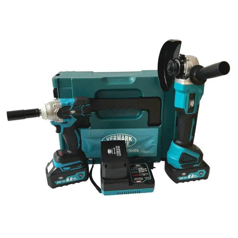 Промо Комплект Акумулаторен Ъглошлайф и Ударен Гайковерт/винтоверт Vermark Starke 24v 6Ah - Smartko.store