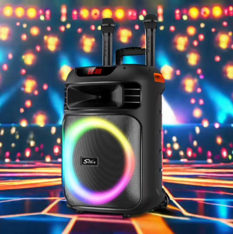 Безжична караоке тонколона 15" Sing-e с 2 безжични микрофона и LED осветление