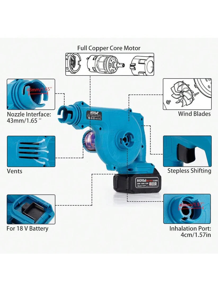 Акумулаторна Духалка и Прахосмукачка 2 в 1 – Безжична, С Две Батерии и Зарядно