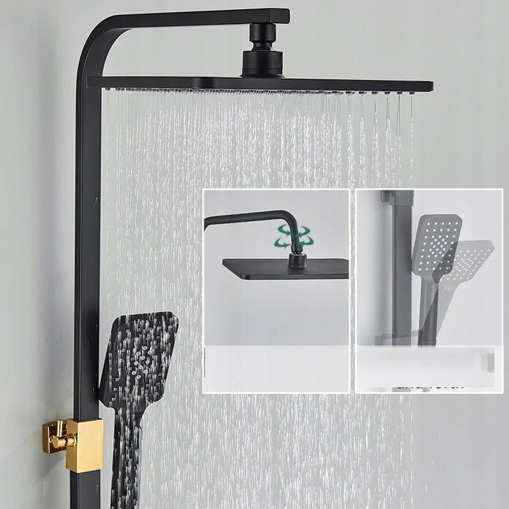 Интелигентна Душ Колона – Луксозен Черно-Златен Комплект С Термостат И 4 Режима На Пръскане