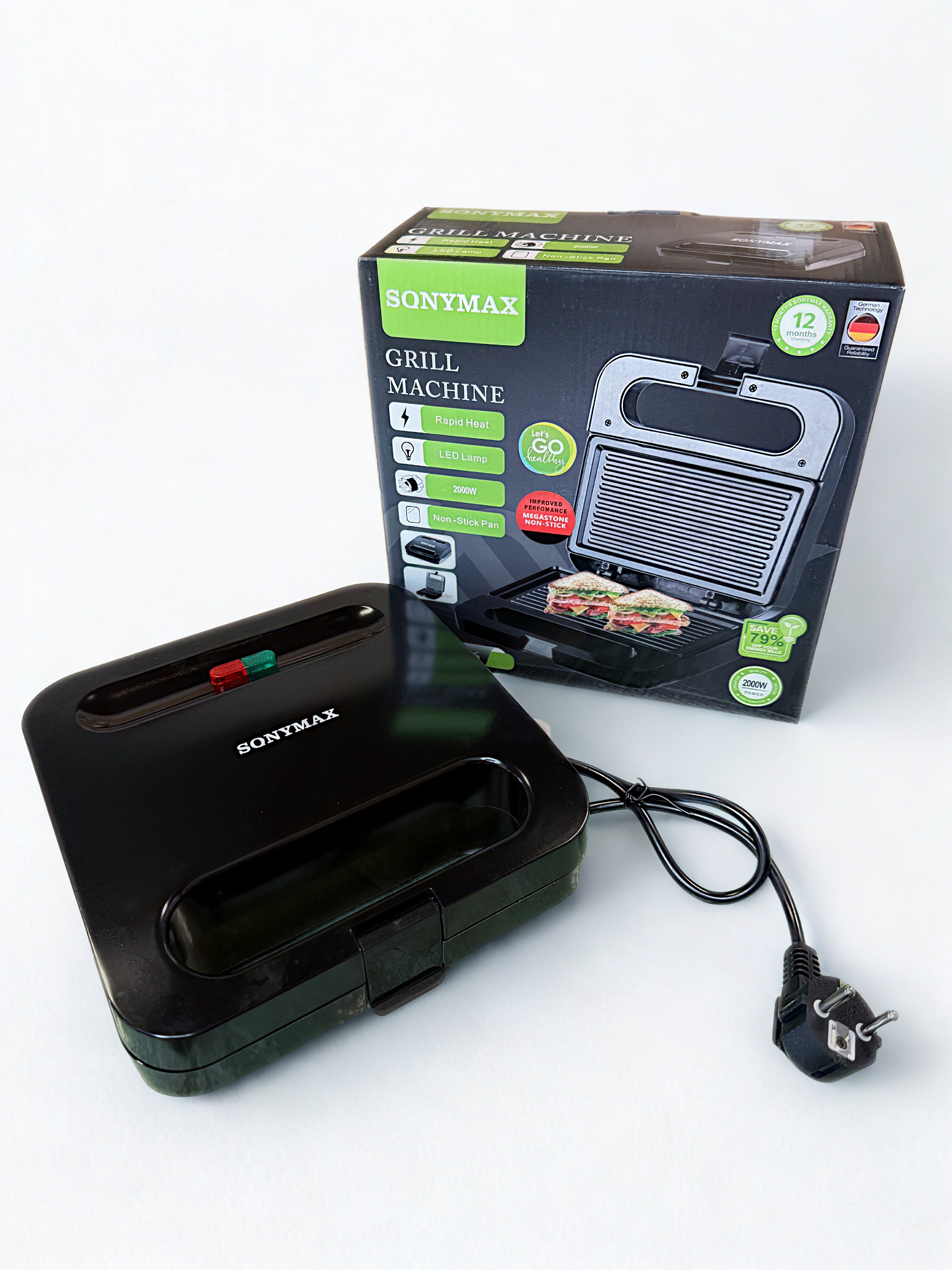 Грил Скара Sonymax SN 9006 С Незалепващо Покритие – 2000W