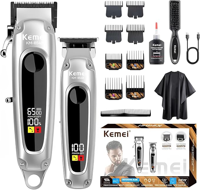 Kemei 8540 Професионален Комплект Машинка За Подстригване И Тример С LED Дисплей