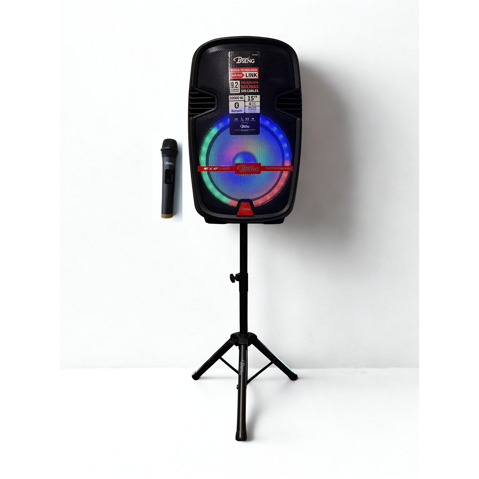 Комплект Безжична Тонколона MSA-5618 С 15" Говорител, Стойка И Безжичен Микрофон – 5000W Мощност За Партита И Събития
