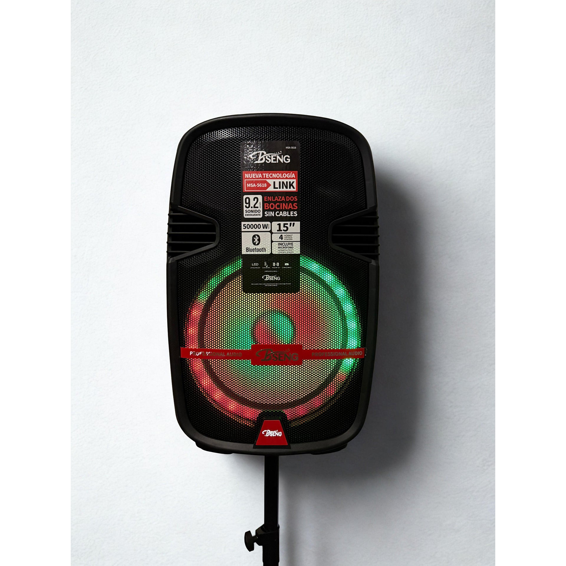 Комплект Безжична Тонколона MSA-5618 С 15" Говорител, Стойка И Безжичен Микрофон – 5000W Мощност За Партита И Събития