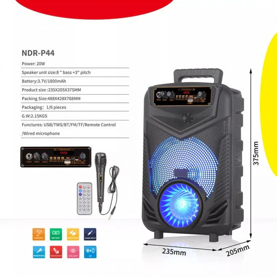 Караоке Тонколона С Bluetooth NDR-P55 8'' И Микрофон