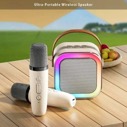 Преносима RGB Караоке Тонколона с Два Безжични Микрофона