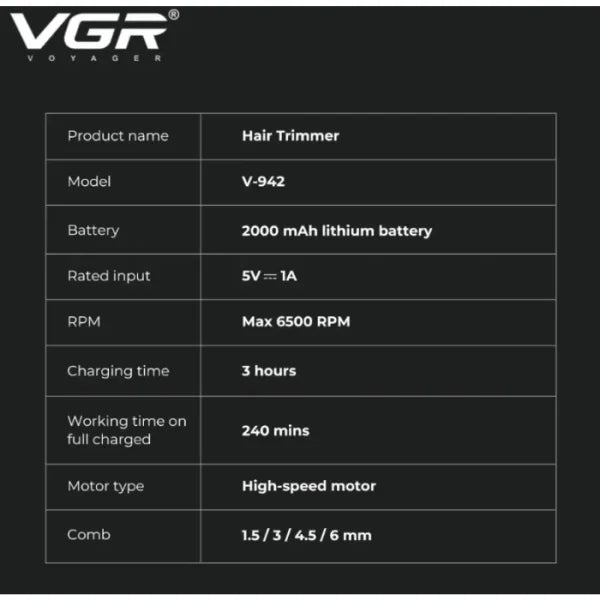 Професионална Машинка за Подстригване VGR V-942