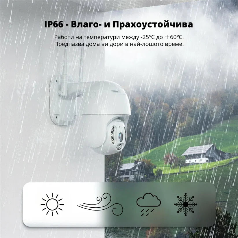 IP Въртяща Безжична Камера Privine 5MPX с 4+4 LED и SD карта 64GB iCSee