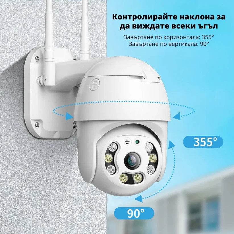 IP Въртяща Безжична Камера Privine 5MPX с 4+4 LED и SD карта 64GB iCSee
