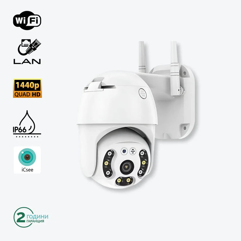 IP Въртяща Безжична Камера Privine 5MPX с 4+4 LED и SD карта 64GB iCSee